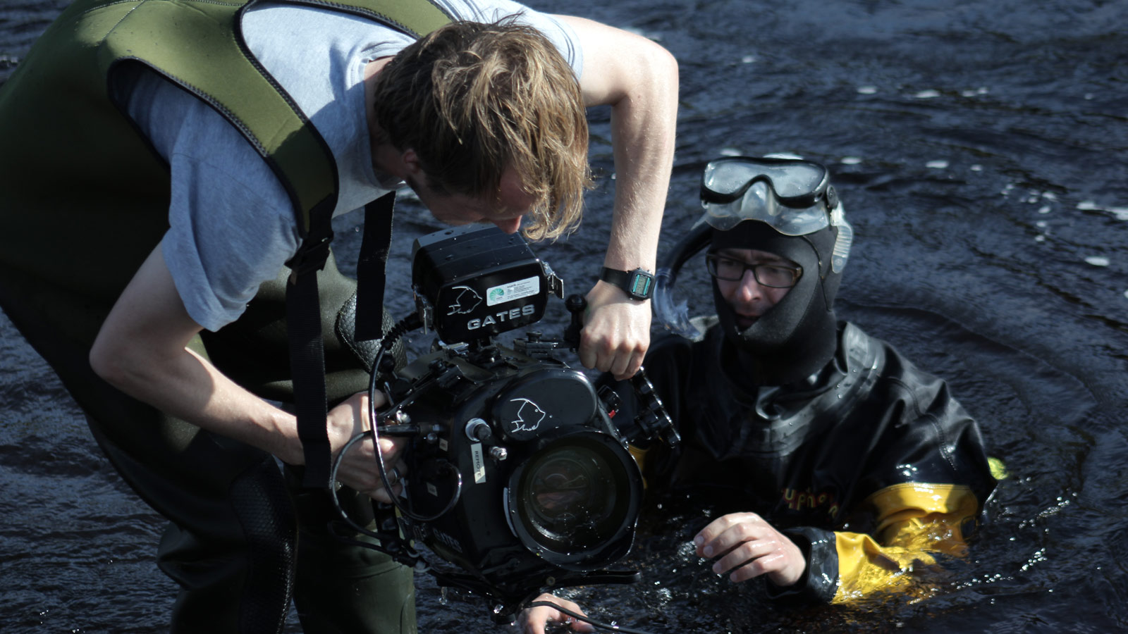 A diver being filmed for Kiss The Water